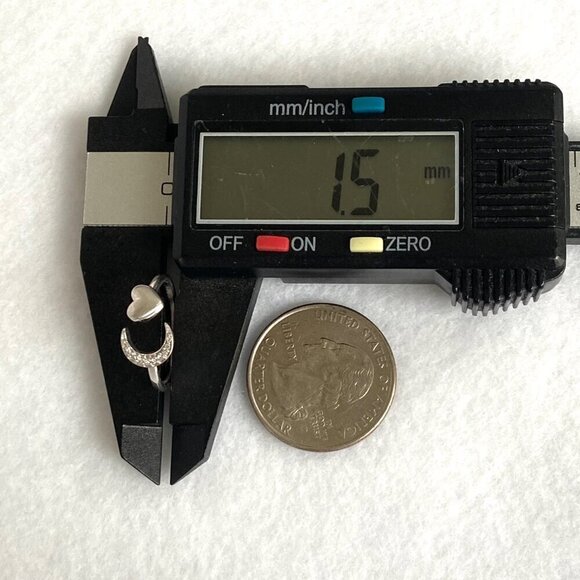 Sterling Silver 925 Dainty Diamond Crescent Moon & Heart Bypass Band Ring Sz 5 - Picture 15 of 16